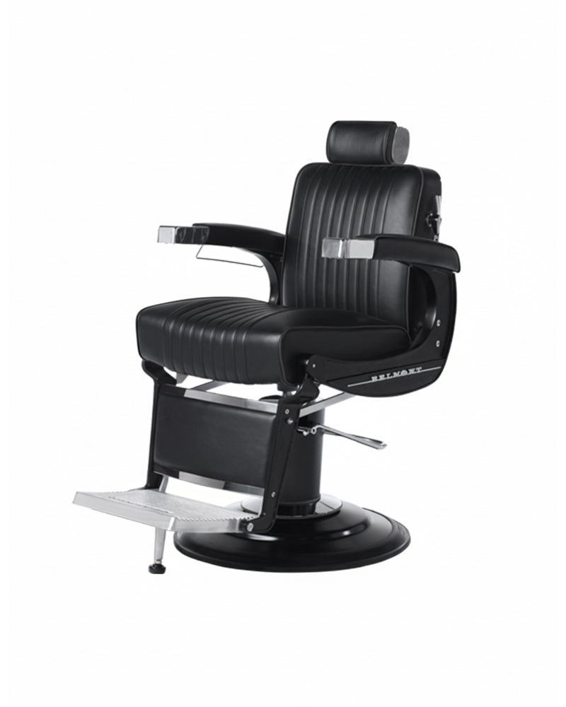 Apollo II Elite - Matt schwarzer Barberstuhl mit Gusseisengestell